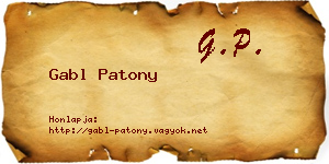 Gabl Patony névjegykártya